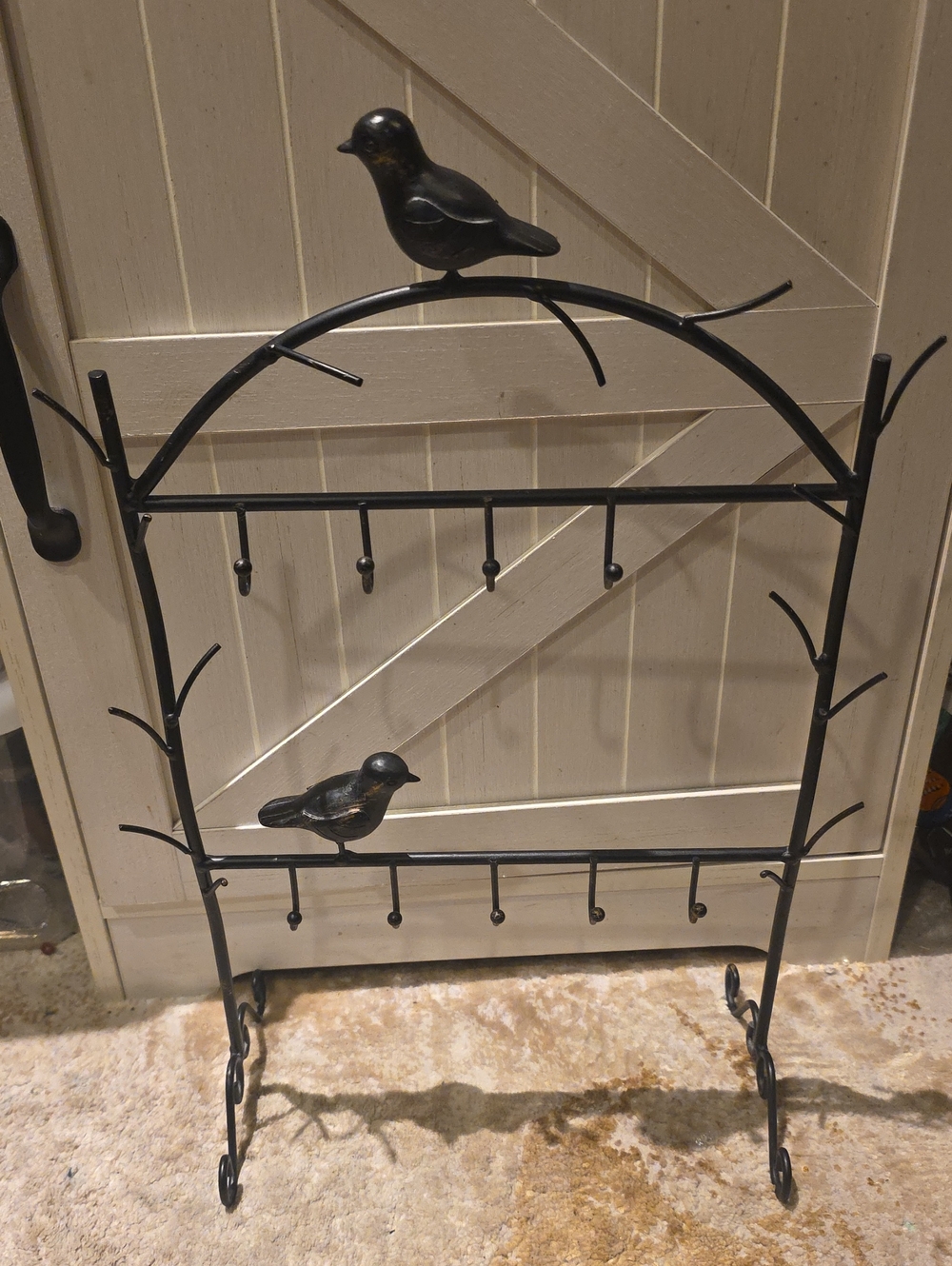 Vintage Black Bird Metal Wall Hook Rack